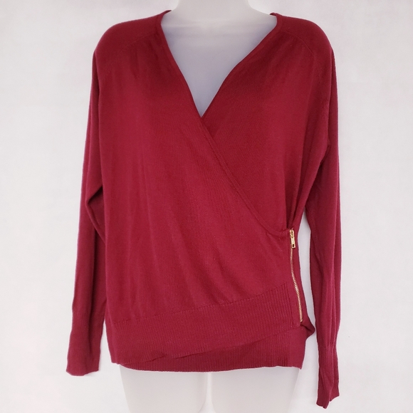The Limited Tops - THE LIMITED Cabernet Wrapped Zip Sweater NWT